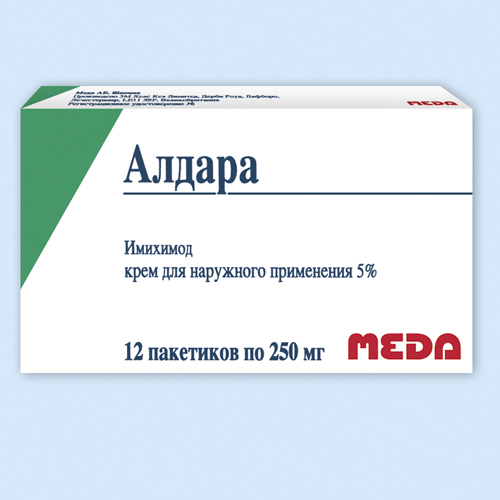 Алдара крем д/наружн. прим. 5%: пак. 250 мг 12 шт.