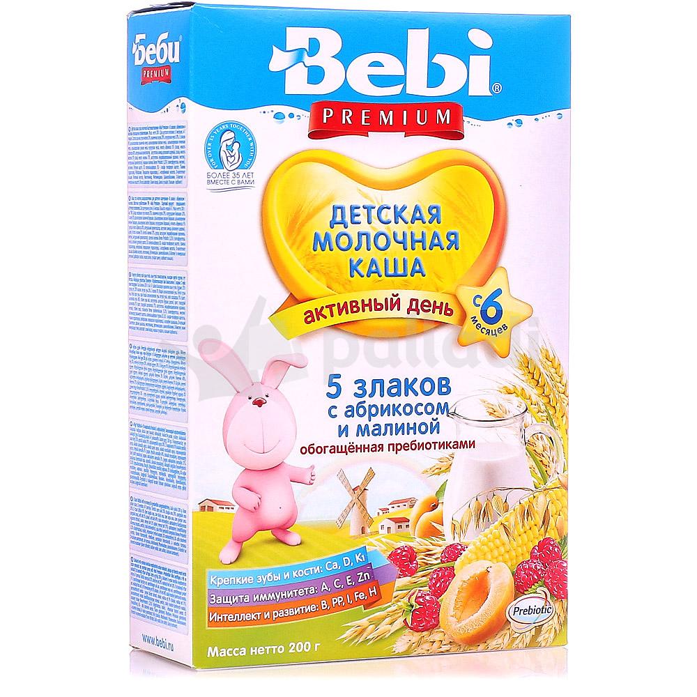 Bebi Premium Каша Молочная 5 злаков-Абрикос-Малина