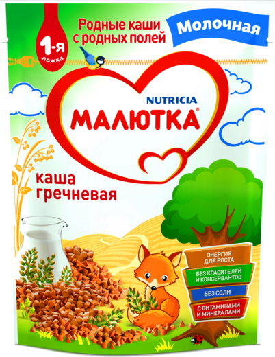МАЛЮТКА каша мол. гречн. 220г 4мес. (Р) (ДПИ)
