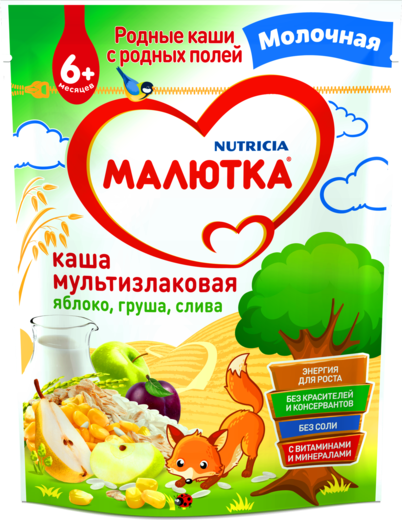 МАЛЮТКА каша мол. м/злак.с фрукт. 220г с 6 мес. (Р) (ДПИ)