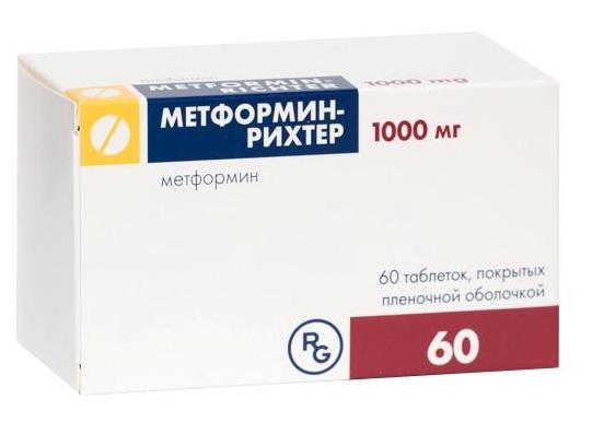 Метформин-Рихтер таб. 1000 мг: 60 шт.