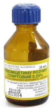 Левомицетин раствор спиртовый 0,25% 25мл