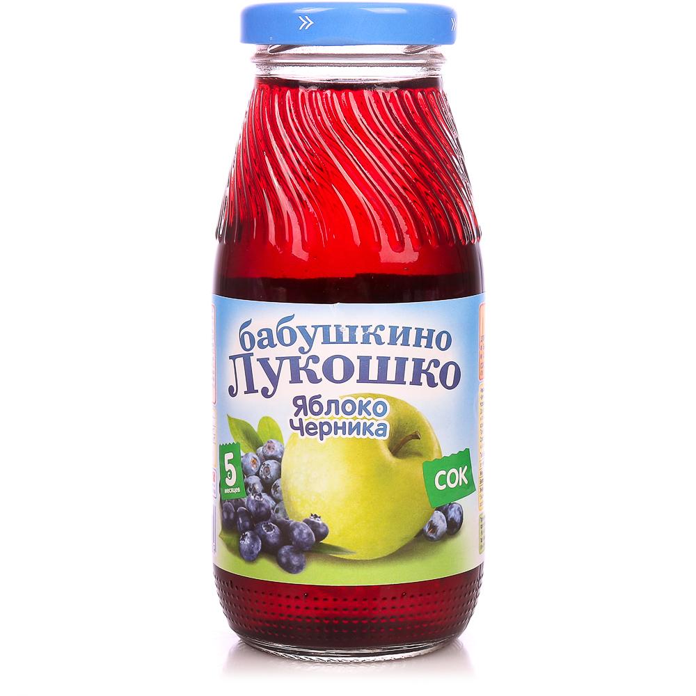 Бабушкино Лукошко Сок Яблоко-черника осветленный 200 мл (банка) (5+)