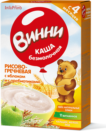 ВИННИ Безмолочная рисово-гречневая каша с яблоком