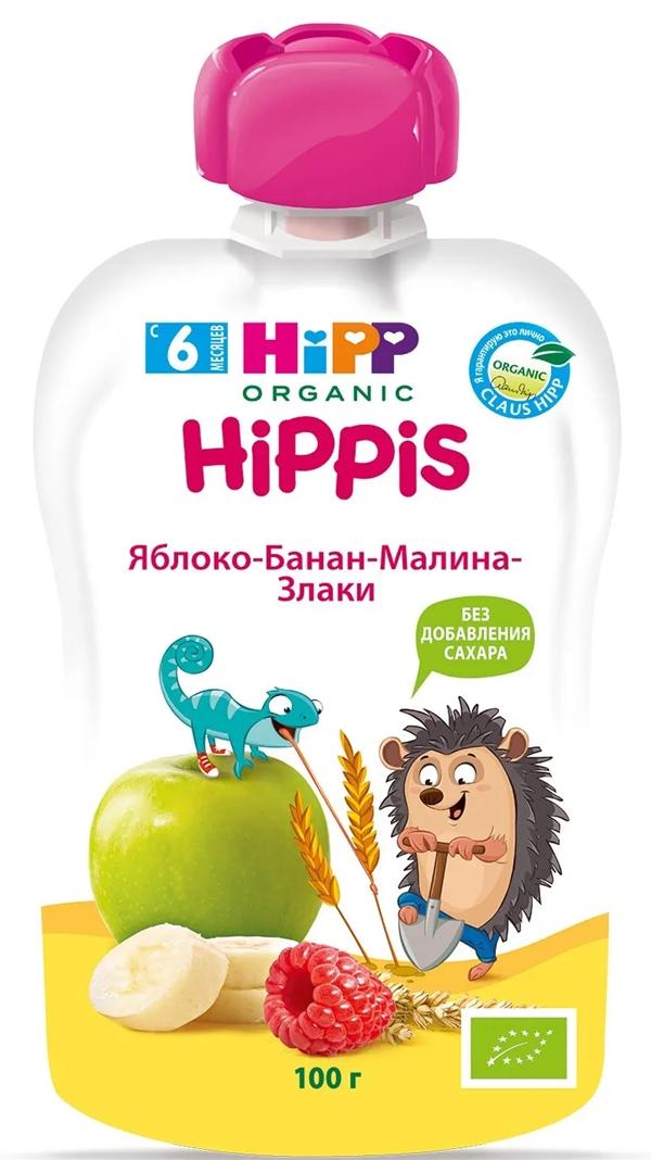 HiPP Пюре Яблоко-Банан-Малина-Злаки