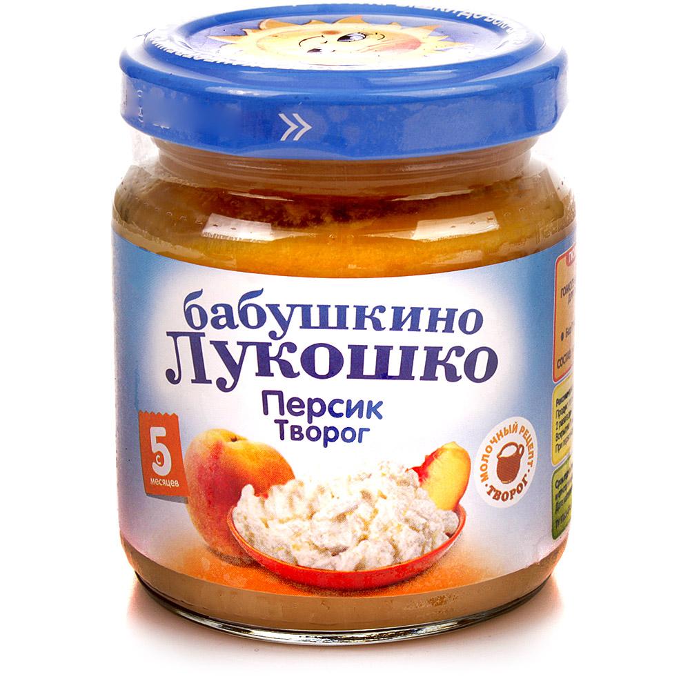 Бабушкино Лукошко Пюре Персик с творогом 100 г (5+)
