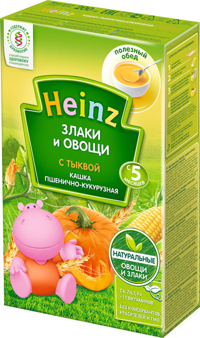 Heinz Пшенично-кукурузная кашка с тыквой 200 г (5+)