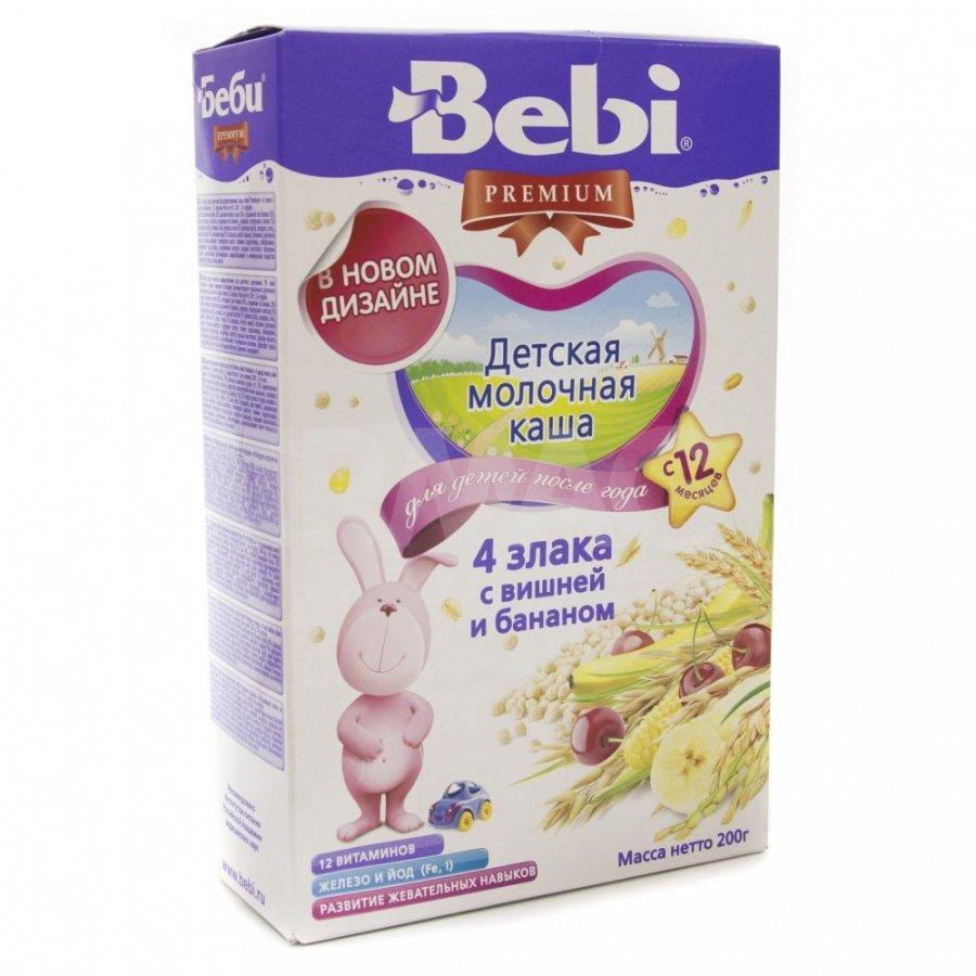 Bebi Premium Каша Молочная 4 злака-Вишня-Банан