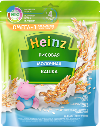 Heinz Молочная Рисовая кашка с Омега-3 200 г (4+)