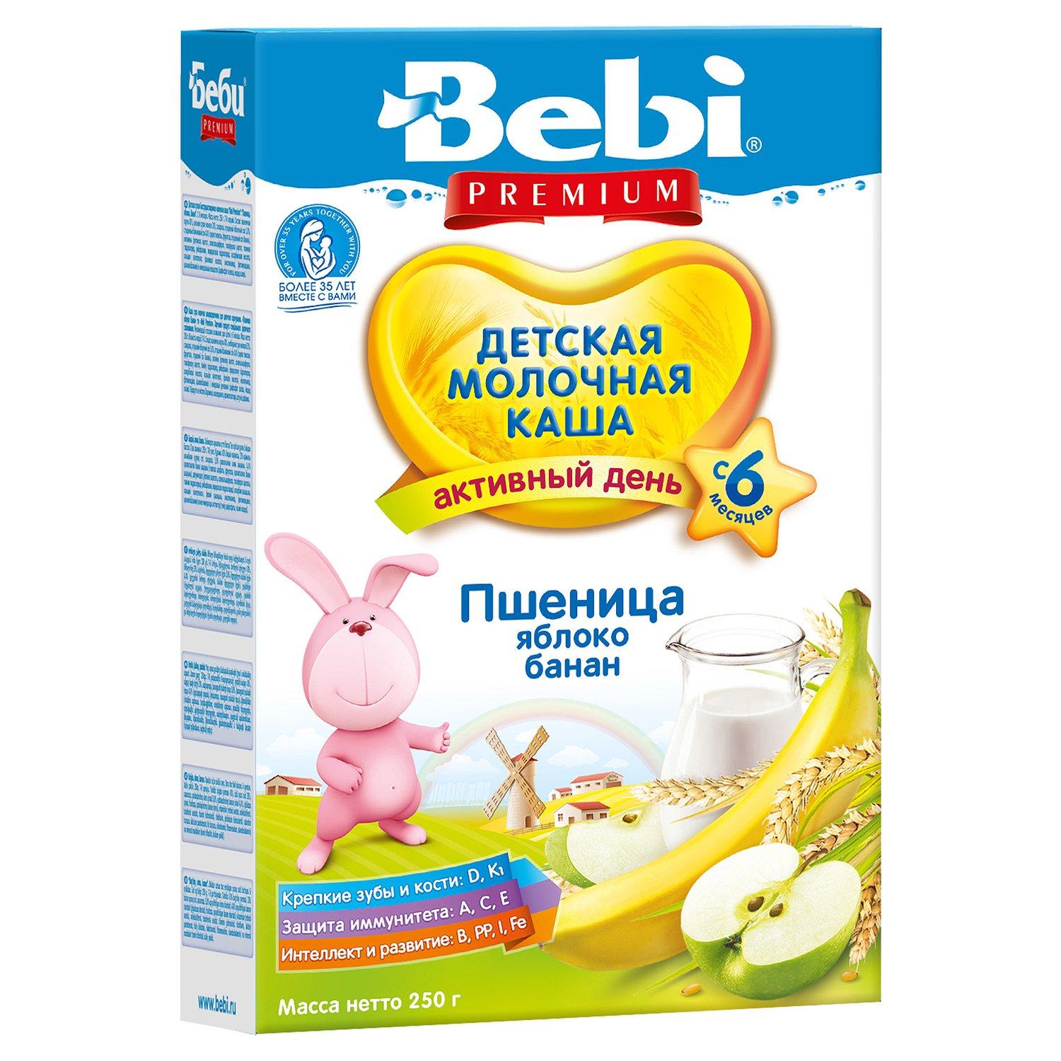 Bebi Premium Каша Молочная Пшеничная Яблоко-Банан