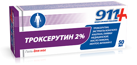 911 Троксерутин гель д/ног тониз/охлажд.50мл (Р)