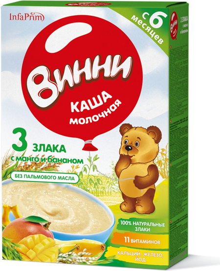 ВИННИ Каша мол.3 злака с манго/банан 200г 6мес. (Р) (ДПИ)