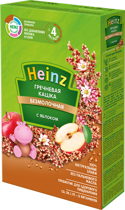Heinz Безмолочная Гречневая кашка с яблоком 200 г (4+)