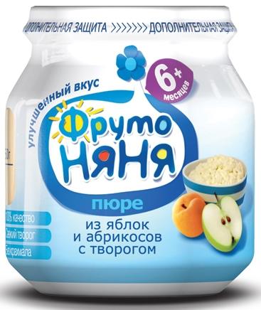 Фруто Няня Пюре из яблок, абрикос с творогом
