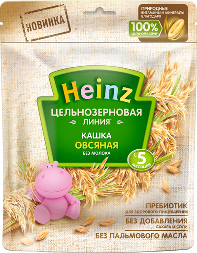 Heinz Цельнозерновая Линия Овсяная кашка безмолочная 180 г (пауч) (5+)