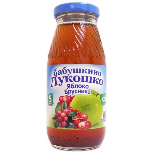 Бабушкино Лукошко Сок Яблоко-брусника 200 мл (банка) (5+)