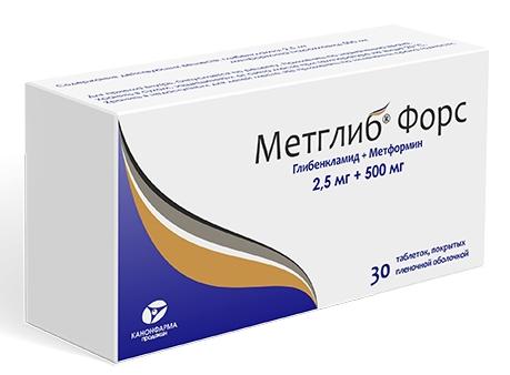 Метглиб форс таб.п/о 2.5мг+500мг N30 (Р)