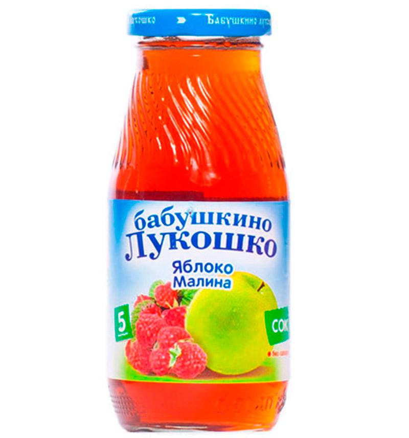 Бабушкино Лукошко Сок Яблоко-малина осветленный 200 мл (банка) (5+)