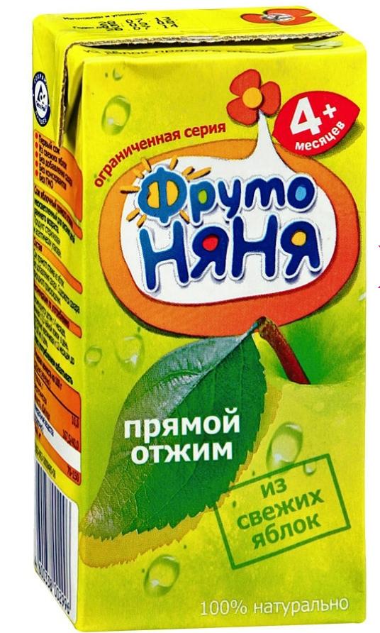 Фруто Няня Сок Яблоко (прямой отжим) 200мл (4+)