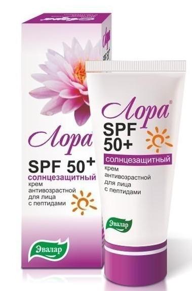 Лора Крем д/лица с/защ.SPF 50+ 30г антивозр. с пептид.(Р)