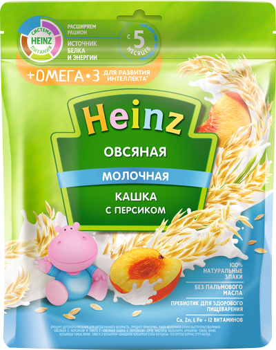 Heinz Кашка мол. овсян.с перс. 200г 5мес. (Р) (ДПИ)