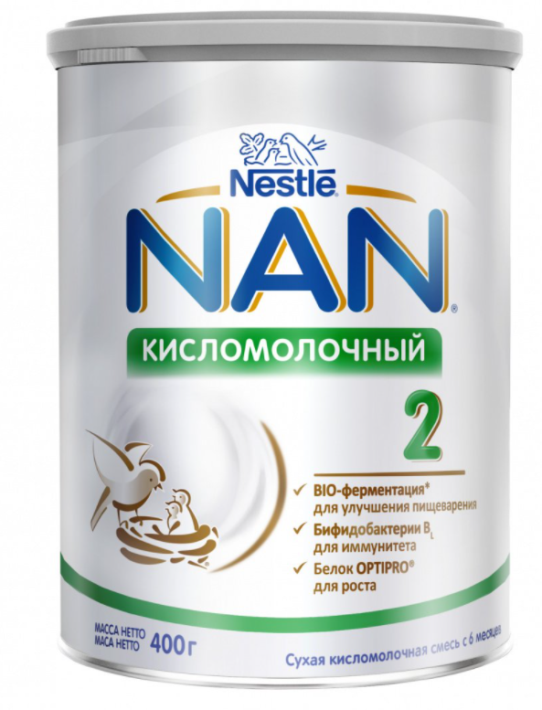 NAN 2 Кисломолочный сухая молочная смесь 400 г (6+)