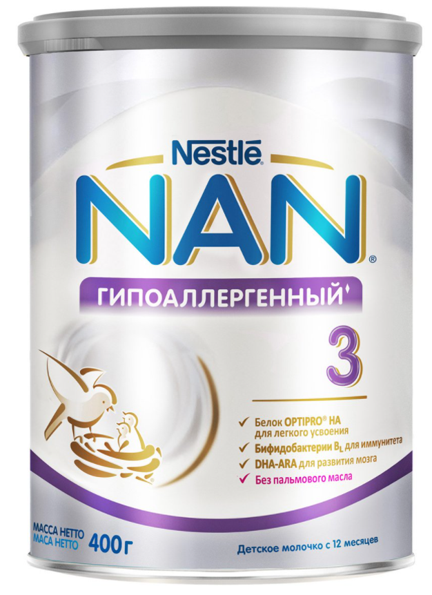 NAN 3 Гипоаллерг.детс.мол. 400г с 12 мес. (Р) (ДПИ)
