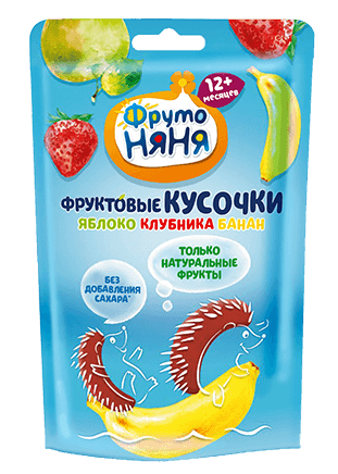 Фруто Няня Фруктовые кусочки из яблок, клубники и банана