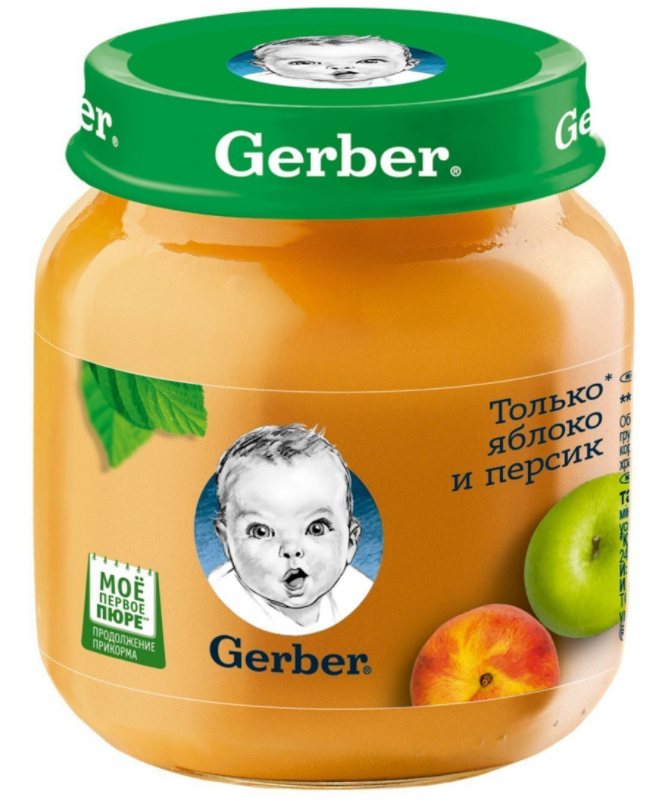 Гербер Пюре «Только яблоко и персик»