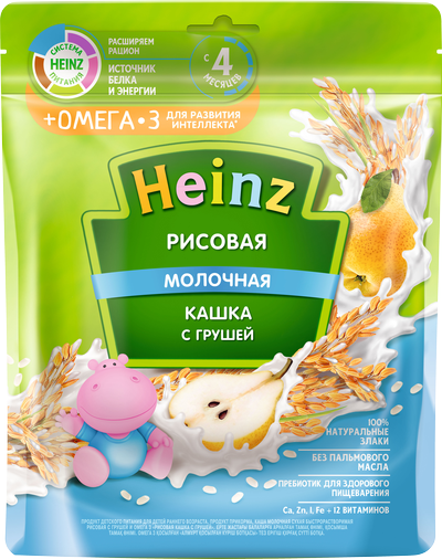 Heinz Кашка мол. рисов.с грушей 200г 4мес. (Р) (ДПИ)