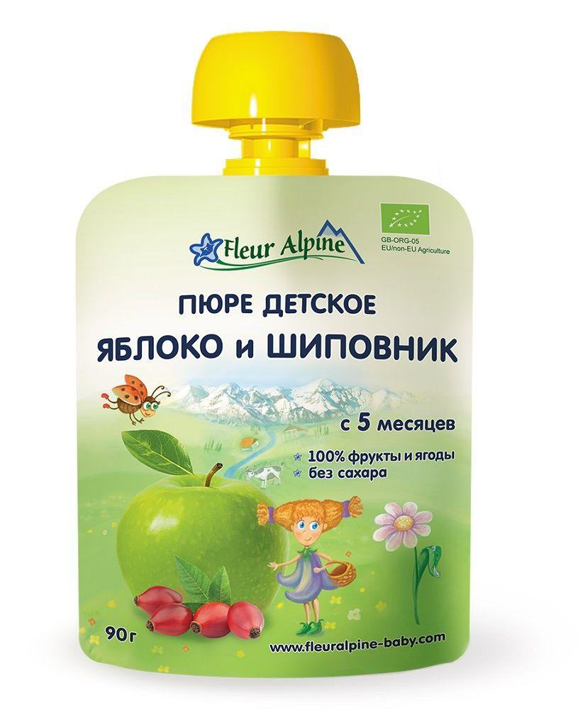 Fleur Alpine ORGANIC (ФА) Пюре детское ЯБЛОКО и ШИПОВНИК 90 г (5+)