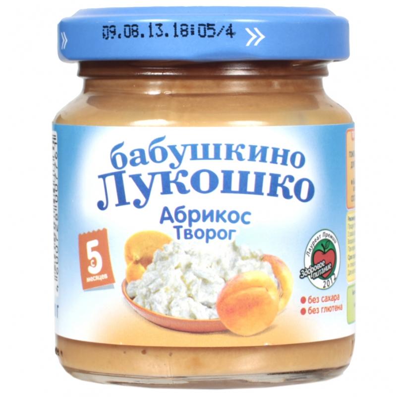 Бабушкино Лукошко Пюре Абрикос с творогом 100 г (5+)