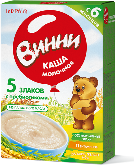 ВИННИ Каша мол.5 злаков 200г 6мес. с пребиот.(Р) (ДПИ)