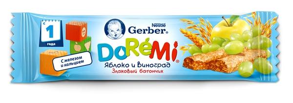 Гербер "ДоРеМи" Фруктово-злаковый батончик «Яблоко и виноград»
