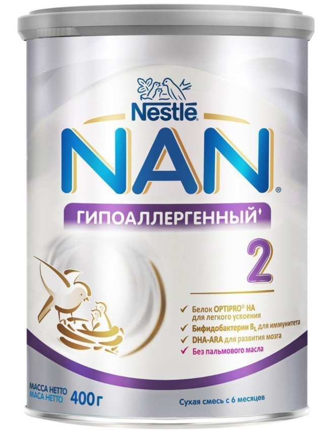 NAN 2 Гипоаллергенный сухая молочная смесь 400 г (6+)