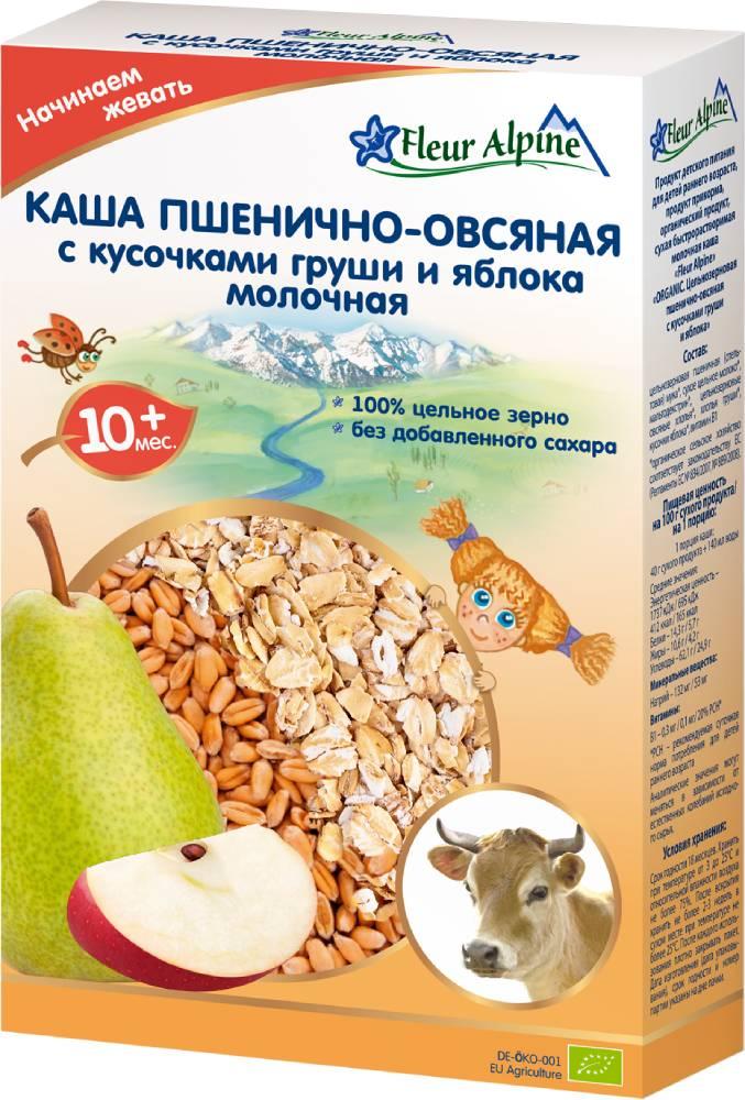 Fleur Alpine ORGANIC (ФА) Каша ПШЕНИЧНО-ОВСЯНАЯ с кусочками груши и яблока молочная 200 г (10+)