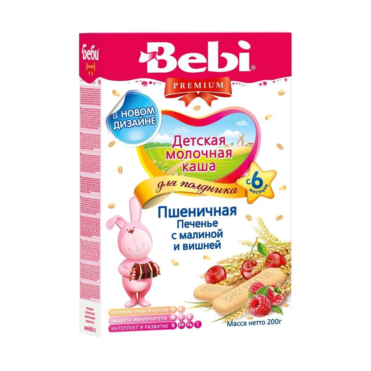 Bebi Premium Каша Молочная Пшеничная Малина-Вишня