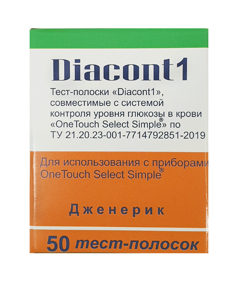 Тест-полоска Диаконт-1 N50 (совм.с OneTouch Sel.Simple) (Р)