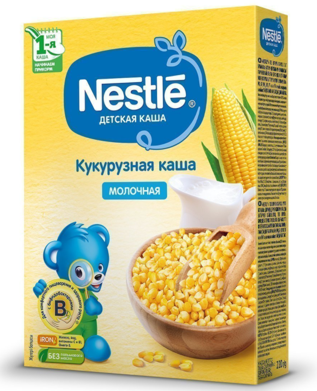 NESTLE Каша молочная кукурузная 220 г (5+)