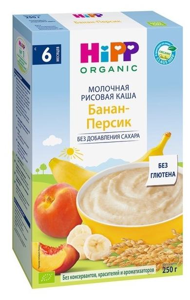 HiPP Молочная рисово-пшенная каша "Персик-Банан" 250 г (6+)