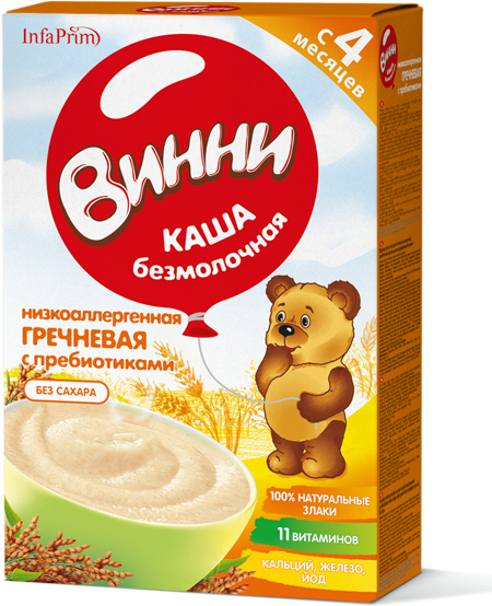ВИННИ Безмолочная гречневая каша низкоаллергенная с пребиотиками 200 г (4+)