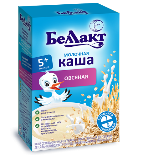 Беллакт Каша мол. овсян. 5+мес. 200г (Р) (ДПИ)
