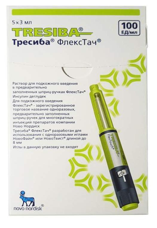 Тресиба Флекстач шприц-ручка 100 ЕД/мл 3 мл: 5 шт.