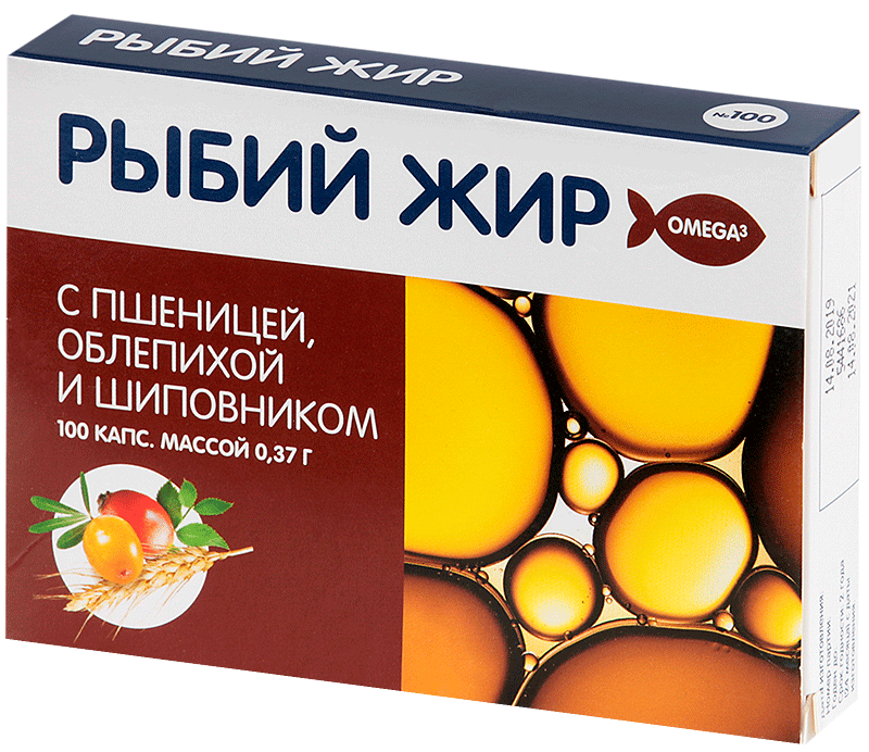 Рыбий жир Мирролла зар.пшен.облеп. и шипов. капс. N100 (Р) (ПТ)