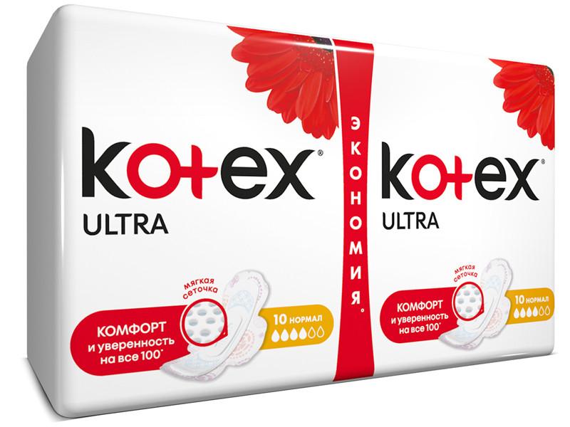 Прокладки гигиенические Kotex Ultra Normal Soft (4 капли): 20 шт.