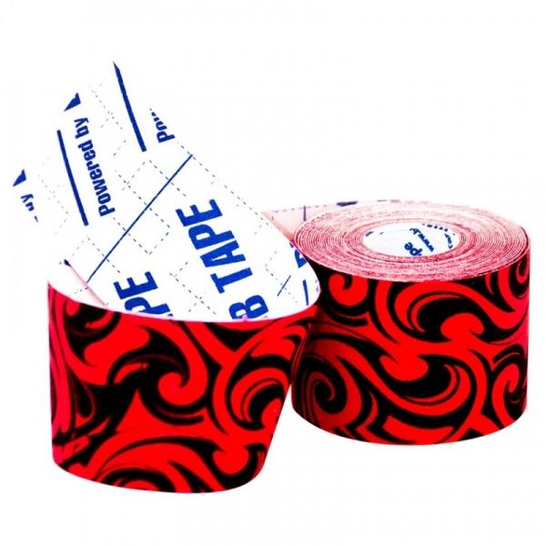 Кинезио тейп BBTape™ 5см × 5м тату черно-красный
