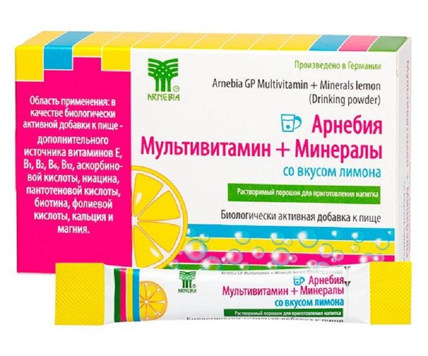 Арнебия Мультивитамин+Минералы Лимон пакет: 10 шт.