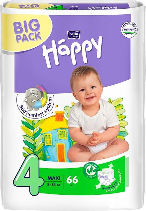 Подгузники Baby Happy Maxi 4 (8-18кг): 66 шт.