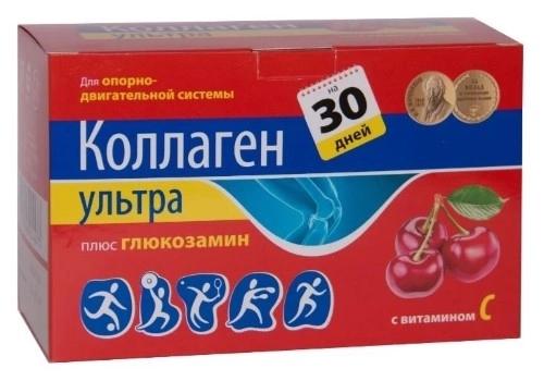 Коллаген ультра+глюкозам. с Вит. С пор. 8г N30 вишня (Р) (ПТ)