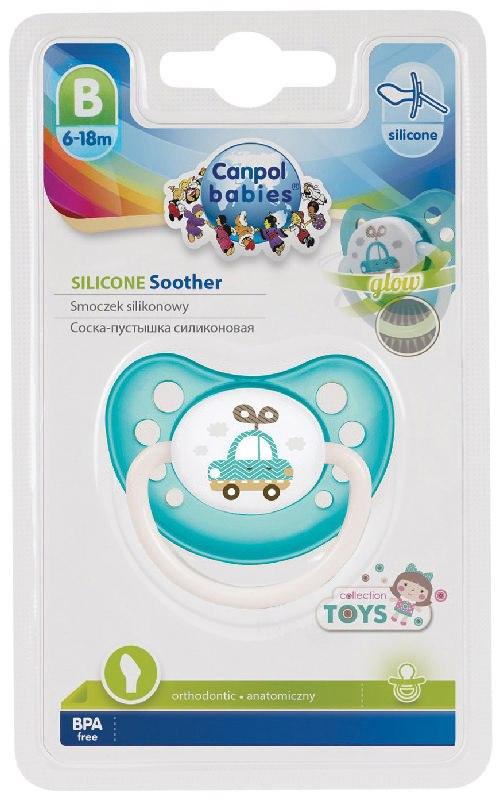 Canpol Toys Пустышка силиконовая, анатомическая (6-18)